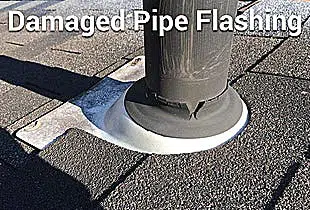 damaged pipe flashing