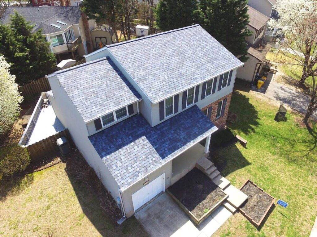 blue architectural shingle roof