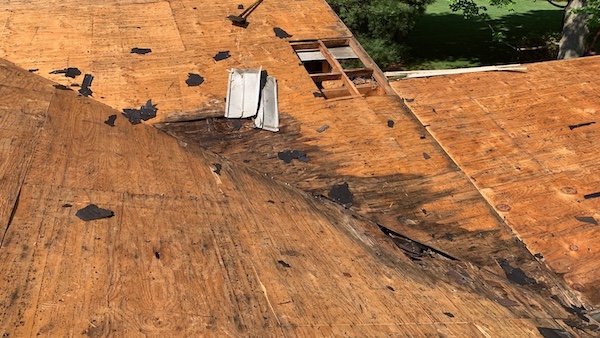 roof damage causing sagging