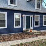 blue siding white trim