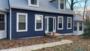 blue siding white trim