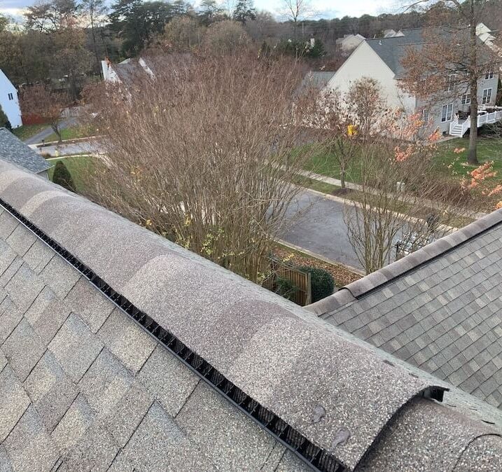 Shingles over ridge vents